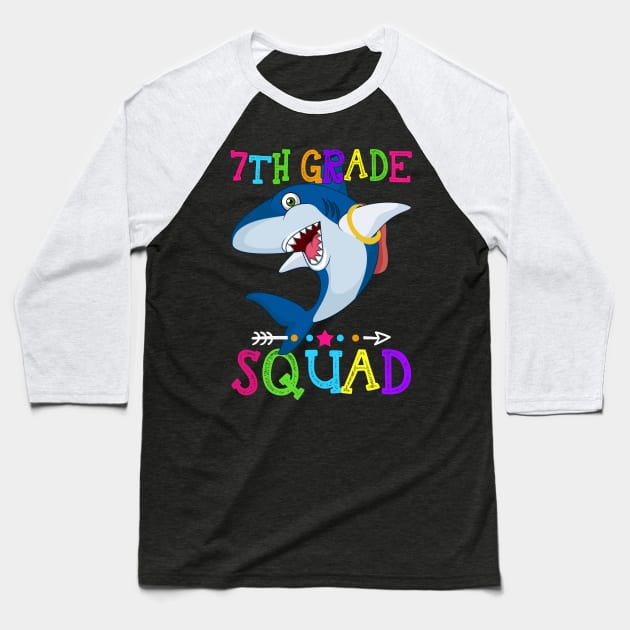 Shark Team 7th Grade Squad Teacher Back To School Baseball T-Shirt by kateeleone97023